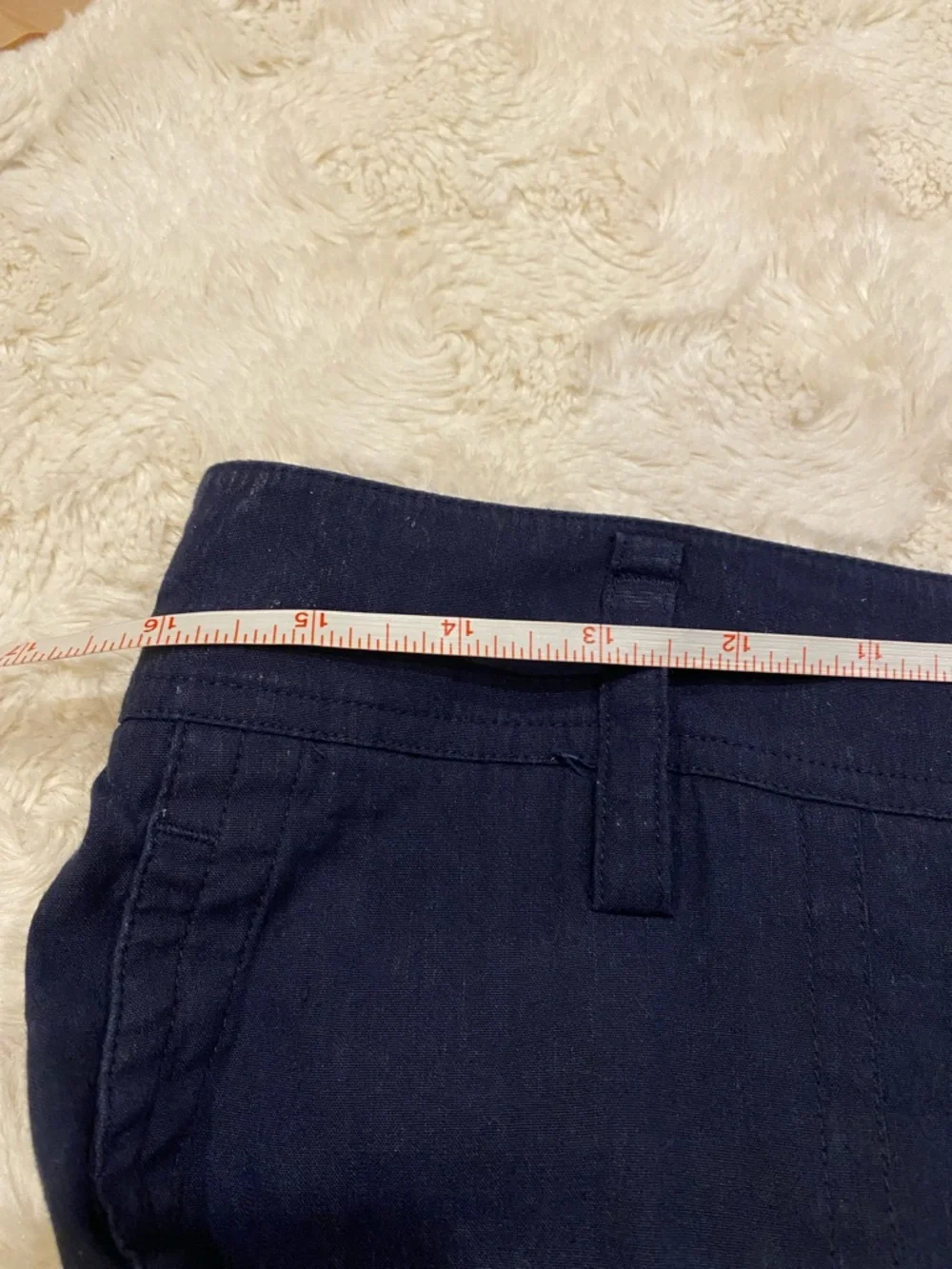 VINCE Wide-Leg High Rise Linen Navy Cargo Pants size Large